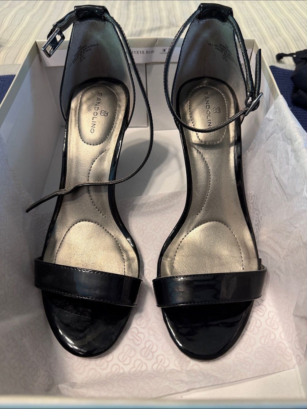 Bandolino Black Patent Ankle-Strap Heels